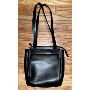 Vintage Mandarina Duck Black Leather Handbag Shoulder Bag Made In Italy